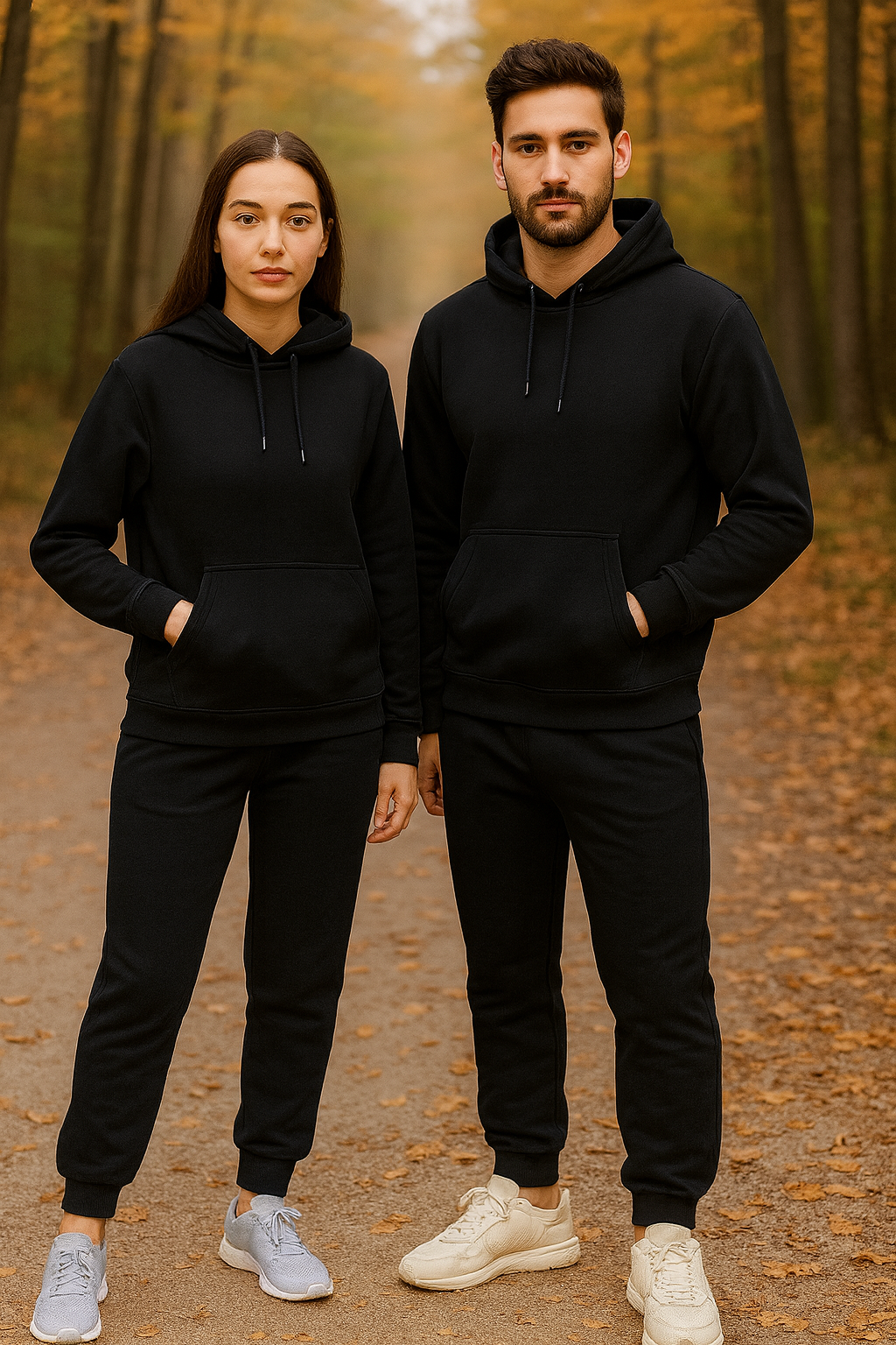 Unisex Siyah Kanguru Sweatshirt